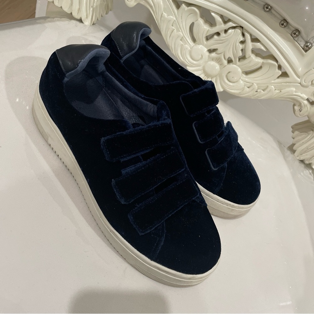 Sandro velvet navy sneakers
